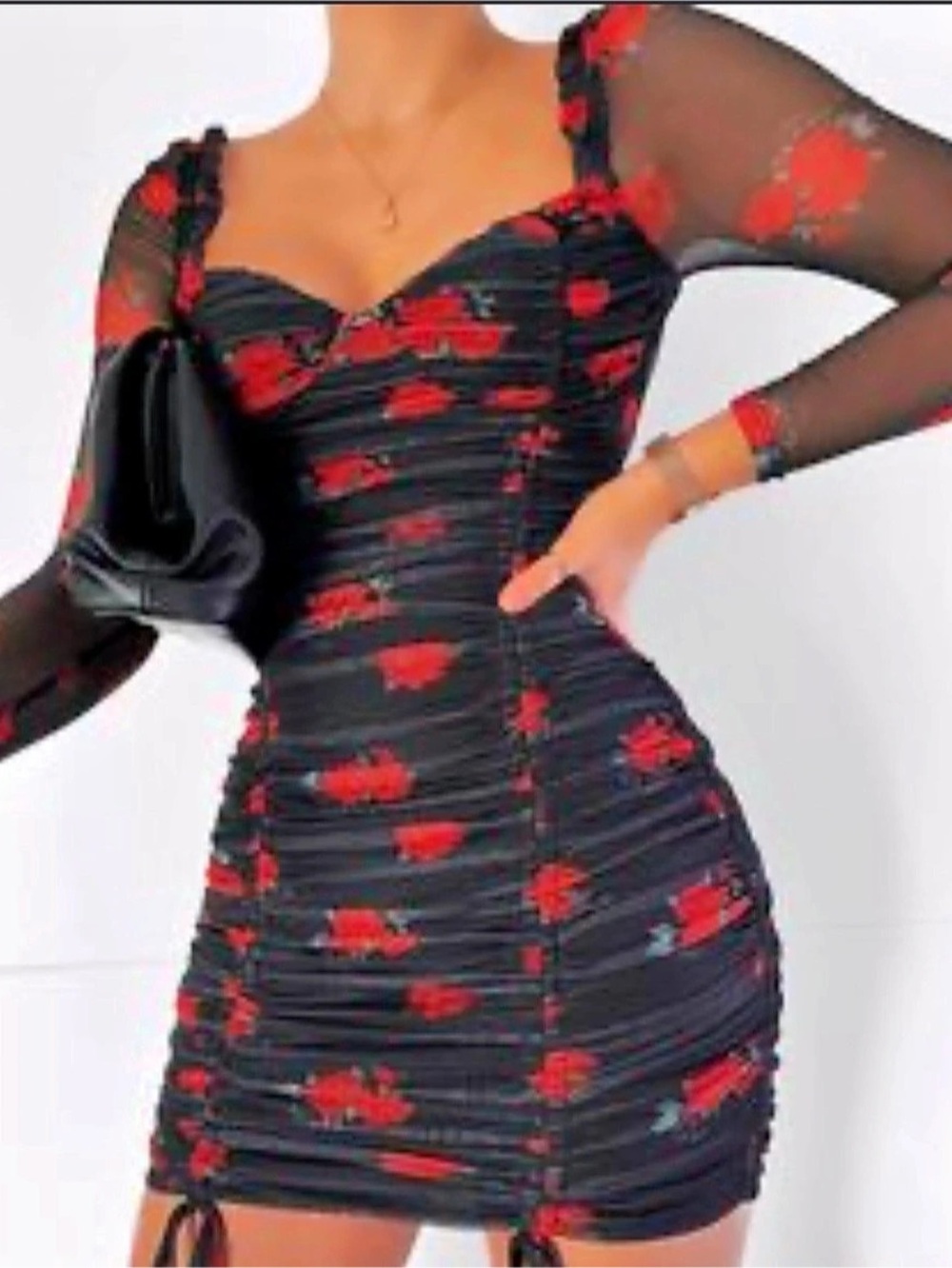Tiger Mist Floral Mini Dress in Black & Red Size Small NWT